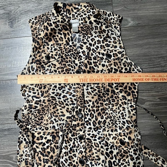 Chico's boho Leopard Print button down sleeveless dress Vacation cruise Medium - Picture 5 of 8